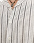 South Beach linen blend beach shirt in white with black stripe