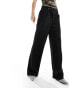 JDY wide leg button detail pleated trousers in black