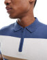 Threadbare knitted zip neck stripe polo in blue