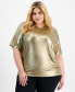 Trendy Plus Size Shine Drop-Shoulder T-Shirt, Created for Macy's