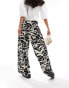 Wednesday's Girl abstract print wide leg trousers in black and white