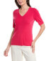 Anne Klein Half Sleeve V-Neck Top Women's Pink Xs