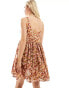 ASOS DESIGN Petite voile picnic mini sundress in blurred floral print