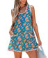 Women's Floral Print Lace Trim Mini Beach Dress