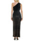 Women's One-Shoulder Velvet Burnout Gown