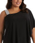 Plus Size Rhinestone-Trim One-Shoulder Dress