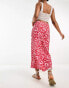 New Look midi skirt in red floral pattern