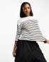 JDY top in white and black stripe