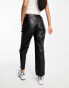 Mango cropped faux leather cigarette trousers in black