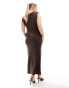 4th & Reckless Plus exclusive sleeveless ruched high neck maxi dress in chocolate