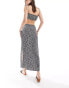 Bershka contrast trim maxi skirt co-ord in black and white floral