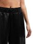 New Look satin wide leg trouser in black