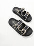 New Look chunky double strap buckle sandals in black