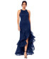 Women's Sequined Lace Ruffle-Hem Gown