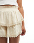 ASOS DESIGN lace trim rara short in stone