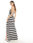 ASOS DESIGN premium corset maxi dress with full drape detail skirt in mono stripe