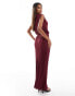 ASOS DESIGN plisse cutout detail maxi dress in burgundy