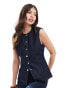 ASOS DESIGN denim long line waistcoat in dark indigo