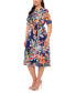 Plus Size Printed O-Ring-Neck Fit & Flare Dress