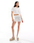 Stradivarius 3D crochet shirt co-ord in white