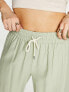 Stradivarius crinkle pull on wide leg trouser in khaki