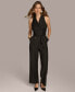 Donna Karan Women's Peak-Lapel Tie-Waist Wide-Leg Jumpsuit