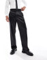 ASOS DESIGN wide suit trouser in black satin