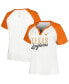 Women's White/Texas Orange Texas Longhorns Plus Size Best Squad Shimmer Raglan Notch Neck T-Shirt