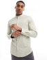 ASOS DESIGN slim fit grandad collar shirt in stone