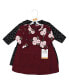 Big Girls Cotton Dresses, Black Burgundy Floral