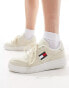 Tommy Jeans retro basket textile trainers in beige