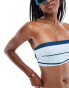 ASOS DESIGN Mia bandeau bikini top in blue stripe