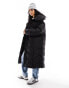 River Island panelled puffer coat in black