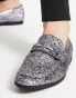 Truffle Collection Wide Fit snaffle trim loafers in chunky glitter