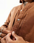 ASOS DESIGN denim overshirt with side oversized pockets and buttons in tan