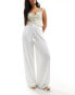 ASOS DESIGN textured tassel tie waist wide leg trouser in white