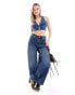 Tommy Jeans Denim Waistcoat Style Crop Top in Blue