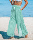 Women's Green Ditsy Tassel Tie Wide Leg Pants