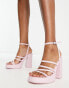 New Look 90's strappy platform heeled sandals in light pink