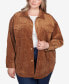 Plus Size Button Up Solid Pincord Jacket