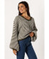 Women's Becca Crewneck Waffle Stitch Stripe Knit Sweater