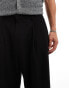 Pull&Bear tailored wide leg trousers in black