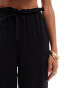 4th & Reckless tulum draw string wide leg beach trouser co-ord in black