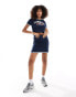 Pieces Sport Core 'London' cropped t-shirt co-ord with contrast trim in navy and white