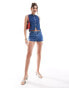 ASOS DESIGN denim waistcoat in mid blue