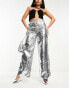 Extro & Vert flared sequin trousers in silver