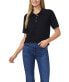 Women's Short Sleeve Polo Sweater with Cultivated Pearl Buttons