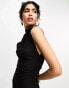 ASOS DESIGN grown on neck midi dress with ruched sides in black