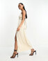 In The Style exclusive twist detail contrast trim maxi dress in cream