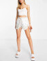 River Island co-ord scalloped hem embroidered short in white